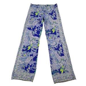 Lily Pulitzer fish/sea printed cotton wide leg pants, size large, tiny stain!